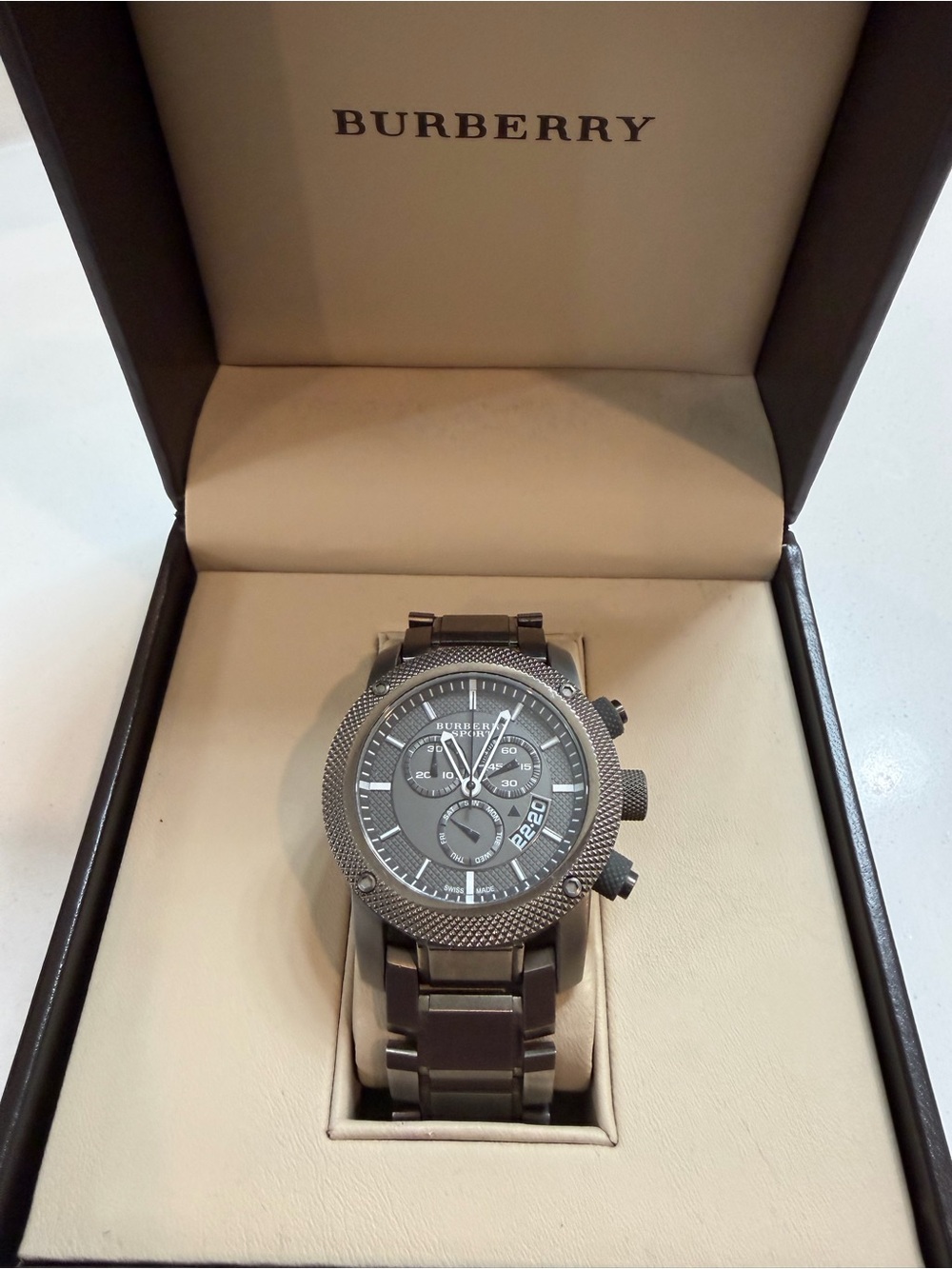 Burberry Men's Gunmetal Chronograph Bracelet Watch